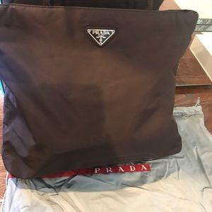 Prada brown parachute material tote